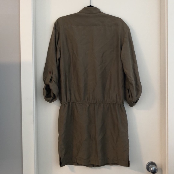 Nicole Miller 100% Silk Khaki/Tan Zipper Detailed Dress - Small - Picture 5 of 9